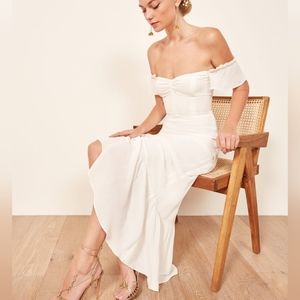 Reformation Butterfly Dress in Pale Green Polka Dot